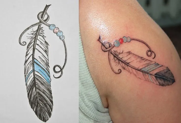 Tatuaje Pluma con bolitas | wanted tattoos | Pinterest | Feather ...