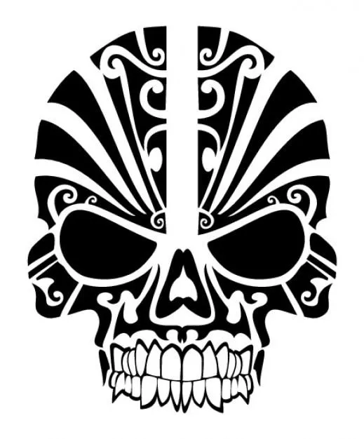 Tatuaje tribal del cráneo de la vista frontal | Descargar Vectores ...