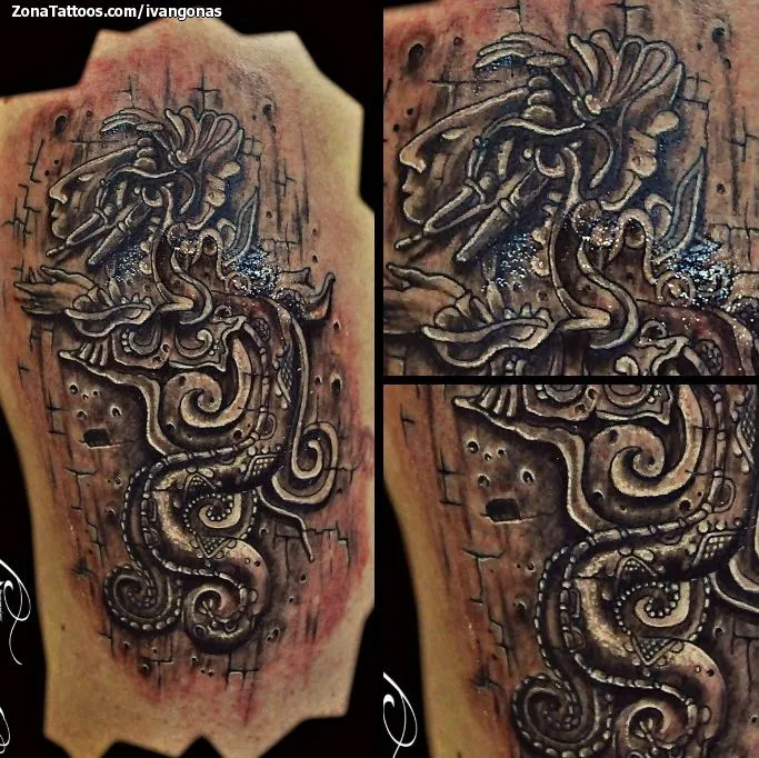 Tatuaje de IVANGONAS - Quetzalcóatl Prehispánicos