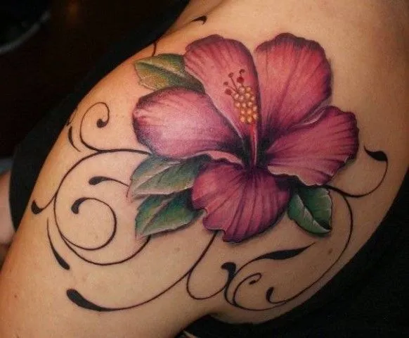 Tatuajes flores hawaianas hombro - Imagui