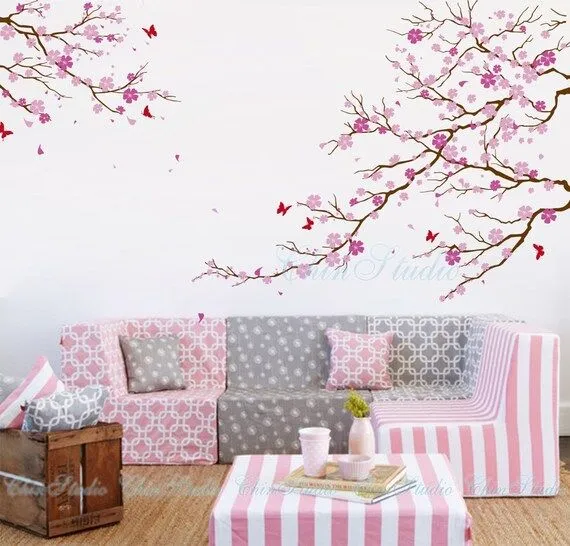 Tatuajes de pared de árbol de cerezo en flor con por ChinStudio