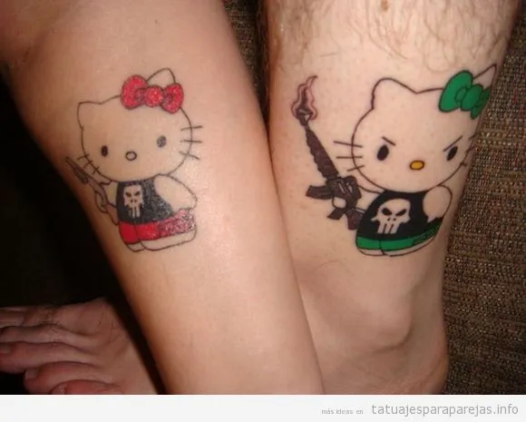 Hello Kitty con revólver y metralleta, tatuaje original para ...