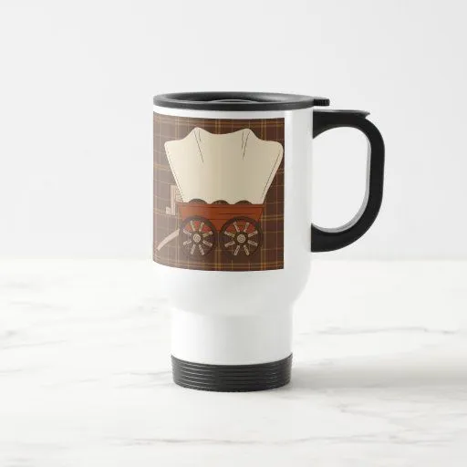Taza del dibujo animado del viaje del carro cubier de Zazzle. Taza del dibujo animado del viaje del carro cubier de Zazzle.