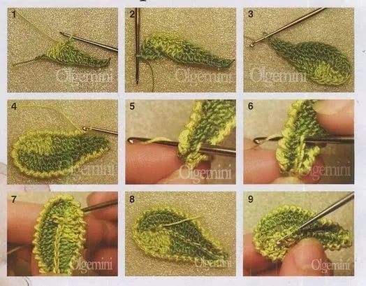 Cómo tejer crochet irlandés - muestra de hojas paso a paso Amplía ...
