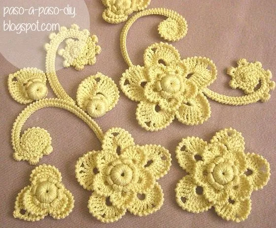 Cómo tejer una flor en técnica de Crochet Irlandés - Paso a Paso