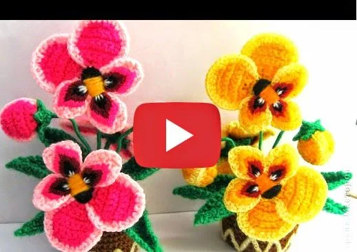 Como tejer flores pensamientos al crochet paso a paso | Crochet y ...