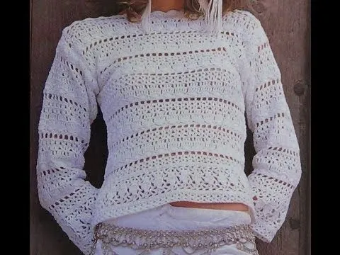 Como Tejer sweater calado a crochet - YouTube