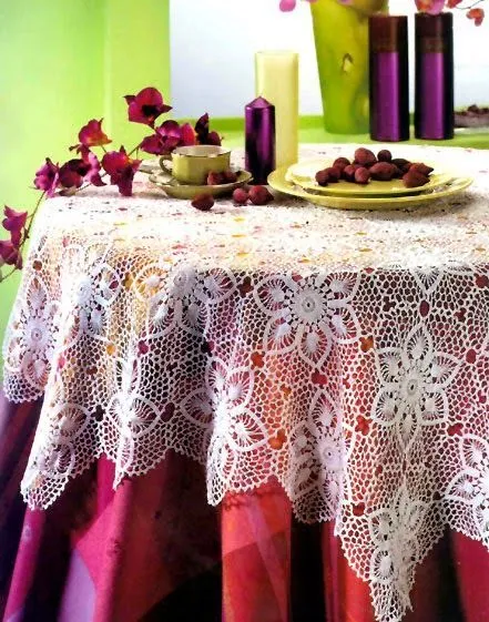 tejidos artesanales en crochet: mantel redondo festival de flores ...
