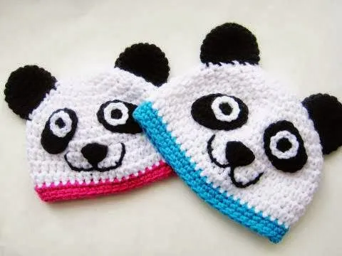 tejidos artesanales en crochet: gorros panda tejidos en crochet