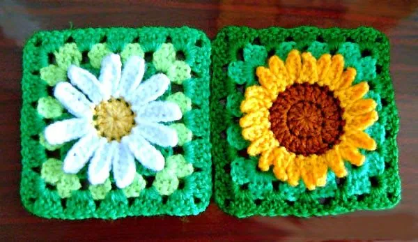 tejidos artesanales en crochet: como tejer un cuadrado con flores