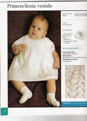 Tejidos y crochet: Vestido bebé tejido a palillo o 2 agujas