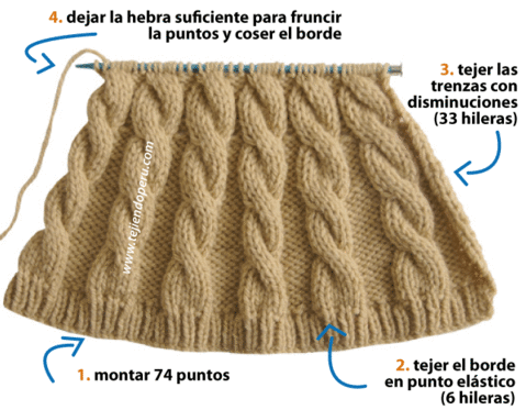Gorro con trenzas 2 - Tejiendo Perú... | Crochet | Pinterest