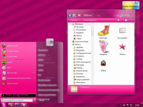 temas rosa para windows 7 | Software, utilidades, temas para ...