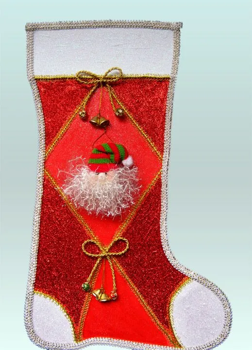 TereArte | Bota navideña roja en foamy decorada con escarcha