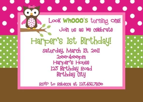 Invitaciónes para cumpleaños de 1 año - Imagui