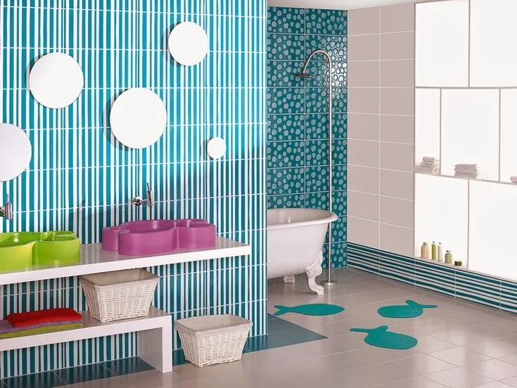 Texturas y colores. #Baño para #niñas. | Baños para niños | Pinterest
