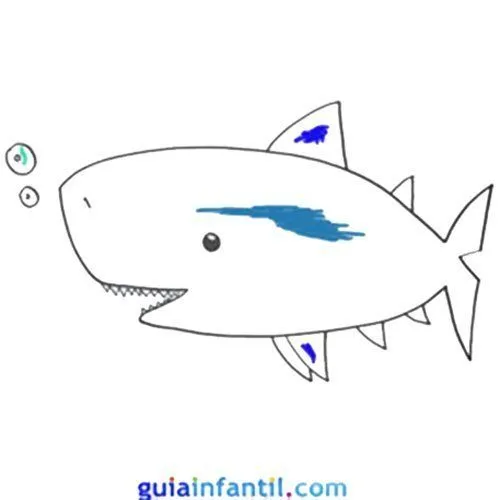 Tiburón para dibujar con niños. Animales marinos para imprimir ...