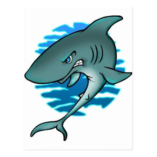 Tiburón del dibujo animado postal | Zazzle