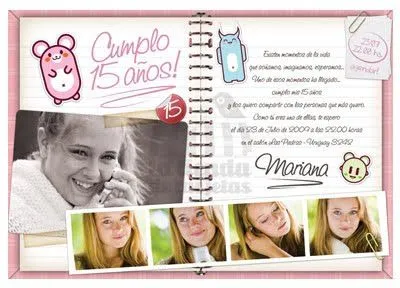 Invitación de fiesta de 15 años con fotos de la quinceañera. Fondo ...