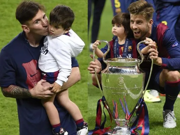 La tierna celebración de Messi, Suárez y Piqué con sus hijos