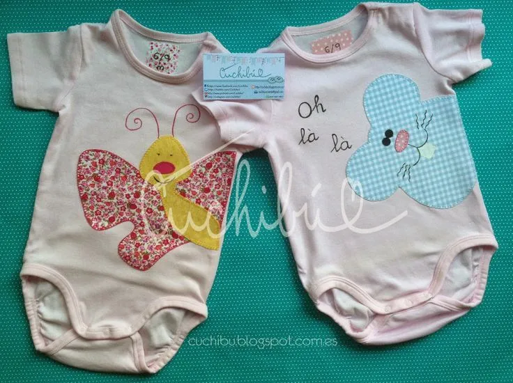 Tiernos #bodies para #bebés con #aplicaciones de tela y ...