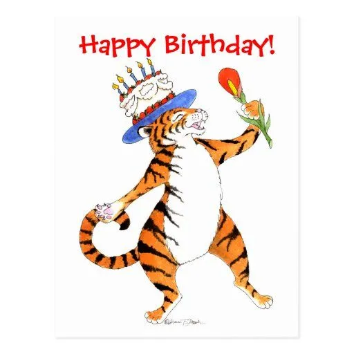 El tigre canta el feliz cumpleaños - postal | Zazzle