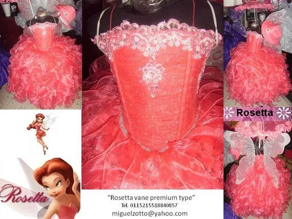 Tinkerbell Rosetta fairy costume coral dress Disney Princess ...