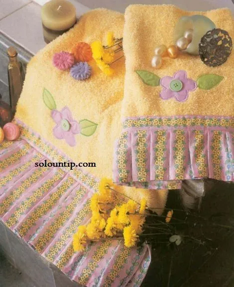 Toallas decoradas con tela y apliques ~ Solountip.com
