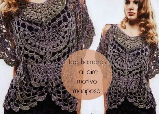 Top con forma de Mariposa patron - Patrones Crochet | Projects to ...
