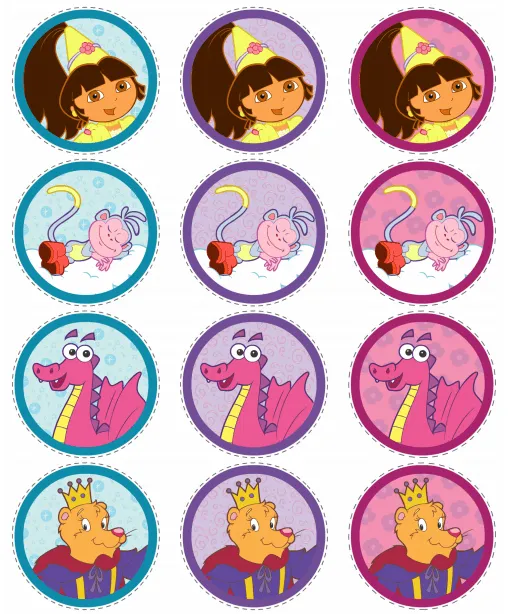 Toppers y Wrappers para Cupcakes de Dora Princesa, para Imprimir ...