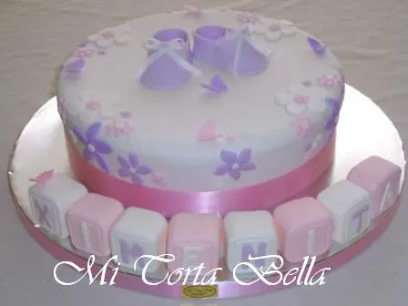 Mi Torta Bella: Torta de Bautismo / Baby Shower - Flores y Mariposas