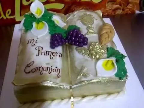 Pastel de primera comunión en forma de libro - Imagui