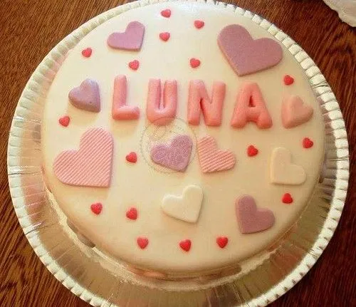 La torta de corazones en lila y rosa de Luna! | Flickr - Photo ...