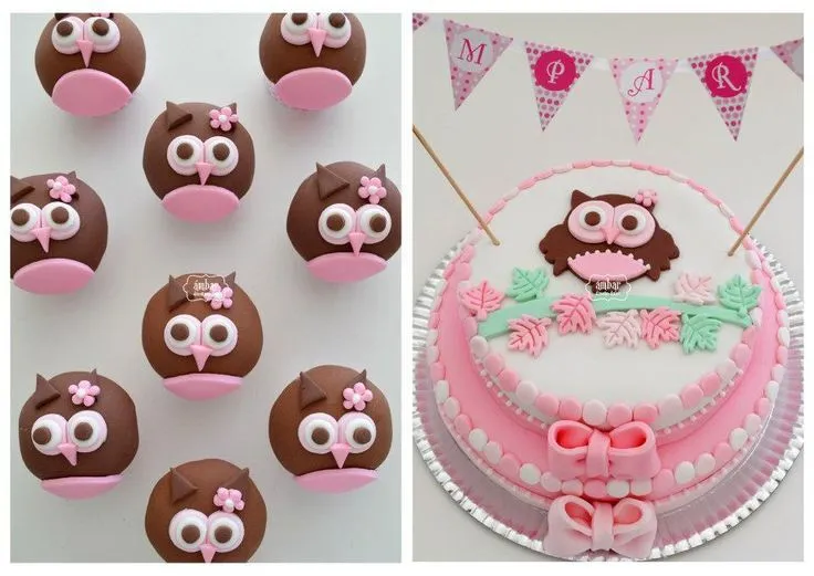 Torta y cupcakes *Lechuza* | manualidades | Pinterest