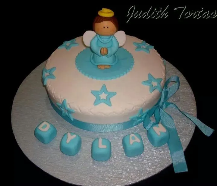 Torta decorada con fondant "Angelito Bautizo" | Tortas para Baby ...