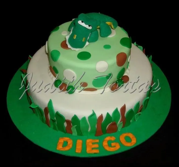 Torta decorada con fondant "Dinosaurio" | Tortas Infantiles ...