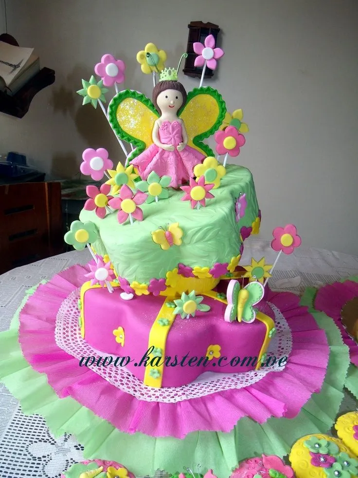Torta Flores Mariposas Ponque Sabor Vainilla Pictures