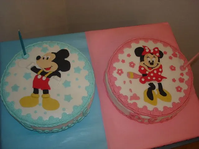 Torta para mellizos.Mickey y Minnie | Flickr - Photo Sharing!