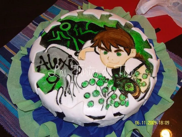 Torta pintada a mano, motivo ben 10 | Las Tortas de Tere | Pinterest