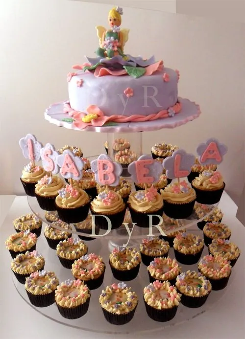Pasteles de Tinkerbell con cupcakes - Imagui