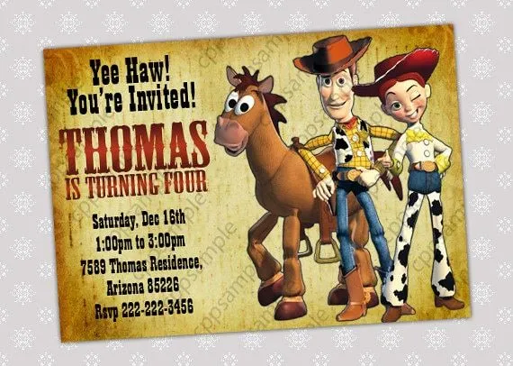 Toy Story Birthday Party Invitation Woody por CreativePartyPixels