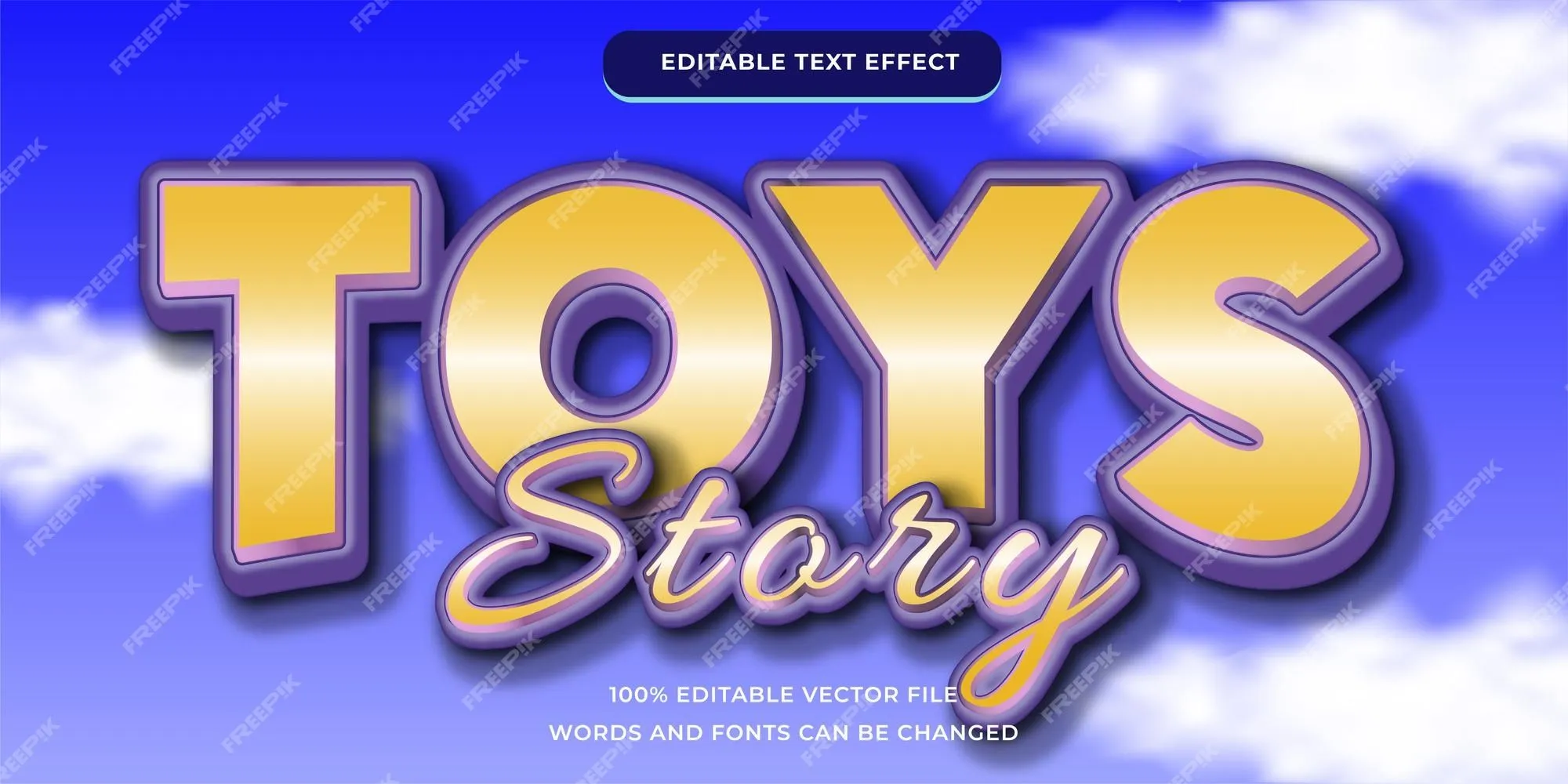 Toy story efecto de texto editable moderno | Vector Premium