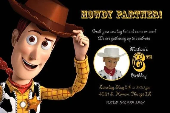 Toy Story invitación del cumpleaños de Woody por RazoDesigns