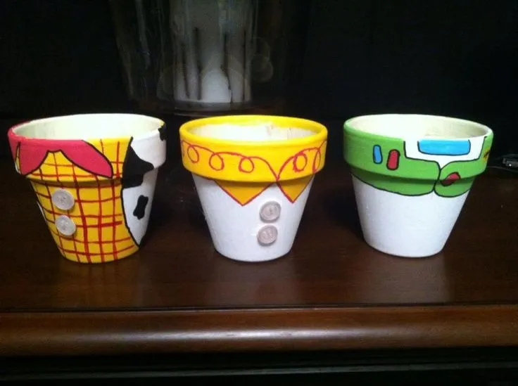 Toy story pots. Can be used for anything... Great for snack bowls ...