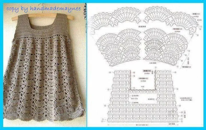 Diagramas de como hacer vestidos a crochet para niña - Imagui