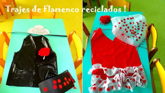 Trajes de Flamenca reciclados - Manualidades Infantiles