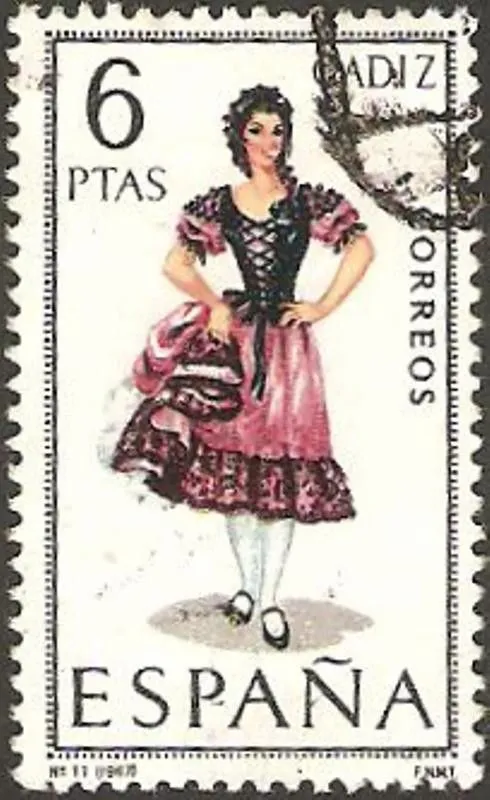 Sello: 1777 - trajes típicos españoles, cadiz 6pta. de España Europa