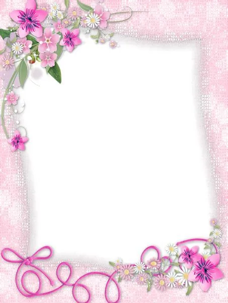 Transparent Pink PNG Frame with Flowers. | Molduras | Pinterest ...