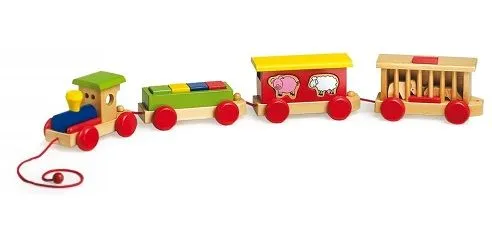 Comprar tren juguete de madera con vagones para animales y ...