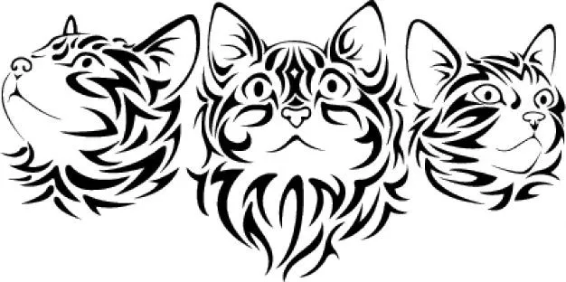 Tribal cats vector. Cat face made with tribals | Download free ...